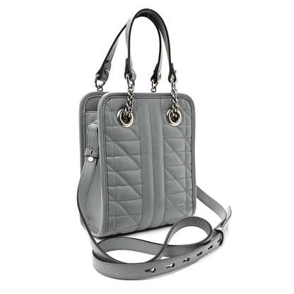 Calfskin Matelasse Chevron Mini GG Marmont Tote Grey