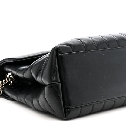 Calfskin Y Quilted Monogram Medium Loulou Chain Satchel Black