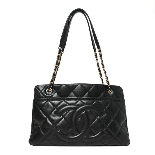 Caviar Quilted Timeless CC Soft Tote Black