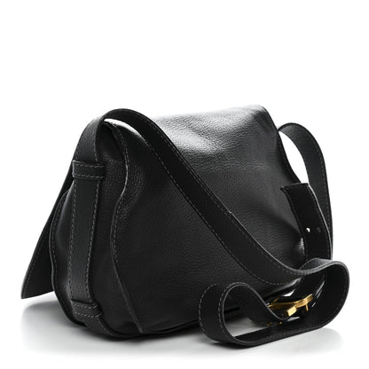 Calfskin Medium Marcie Round Crossbody Bag Black