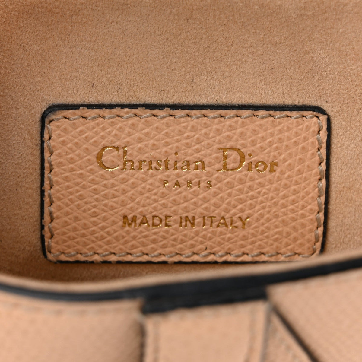 Grained Calfskin Mini Saddle Bag Beige