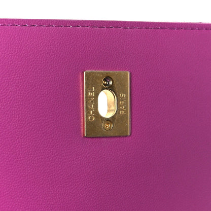 Caviar Quilted Mini Top Handle Flap Dark Pink