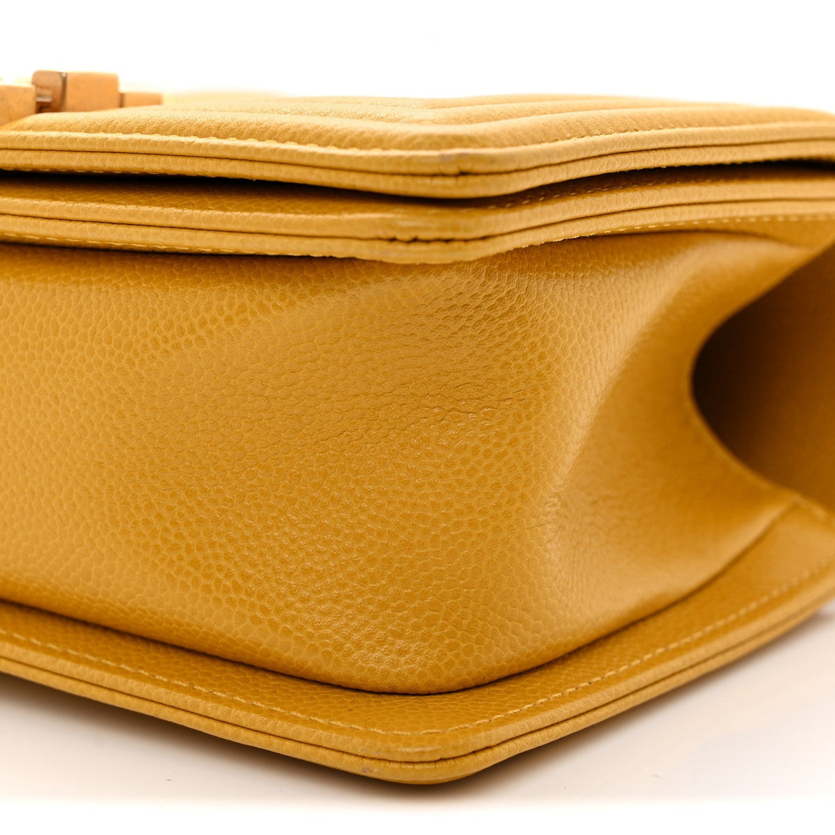 Lambskin Quilted Small Boy Flap Yellow