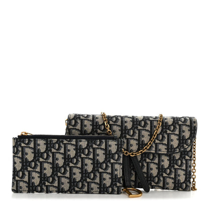 Oblique Saddle Chain Long Wallet Blue
