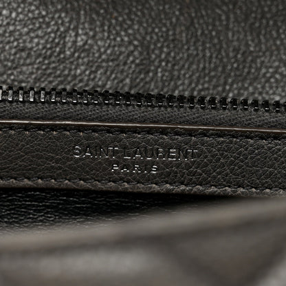 Sheepskin Matelasse Chevron Monogram Medium College Bag Asphalt