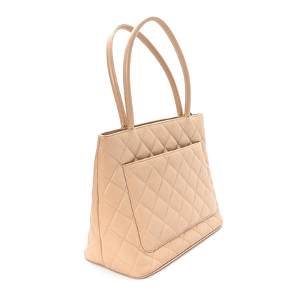 Caviar Quilted Medallion Tote Beige