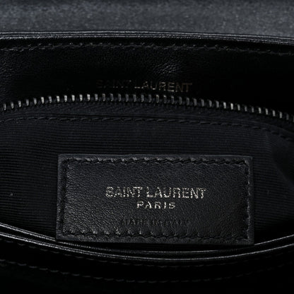 Calfskin Y Quilted Monogram Monochrome Toy Loulou Crossbody Bag Black