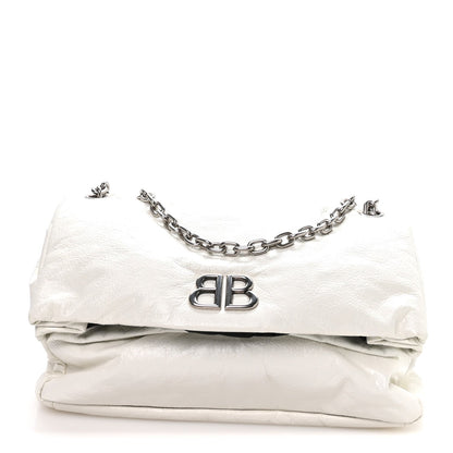 Arena Calfskin Nylon Medium Monaco Chain Shoulder Bag Optic White