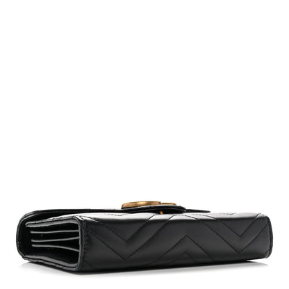 Calfskin Matelasse GG Marmont Chain Wallet Black