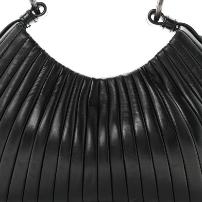 Pleated Lambskin Horn Mini Mombasa Hobo Black