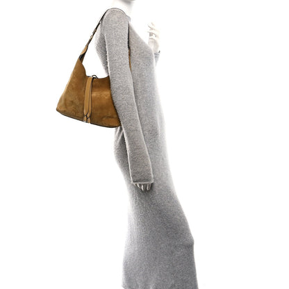 Suede Calfskin Small Marcie Hobo Bag Gold Khaki