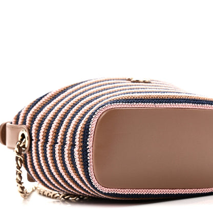 Crochet Lambskin Coco Crochet Hobo Clutch With Chain Brown Pink Navy