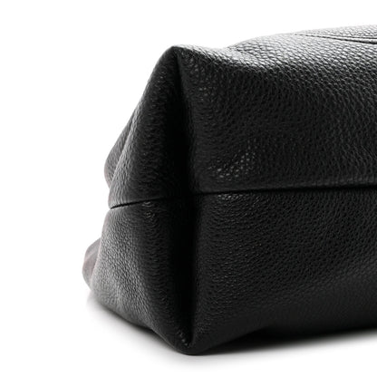 Grained Calfskin Softbit Maxi Shoulder Bag Black