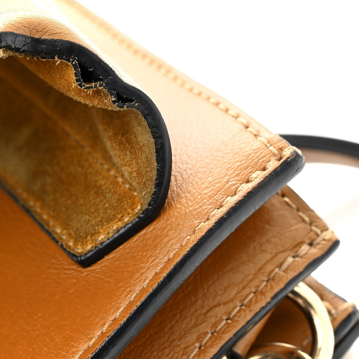 Suede Calfskin Medium Faye Shoulder Bag Mustard Brown