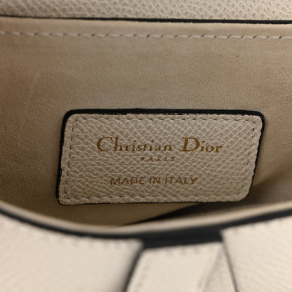 Grained Calfskin Mini Saddle Bag White