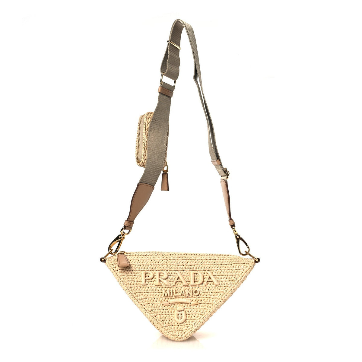 Yarn Raffia Effect Crochet Triangle Shoulder Bag Naturale