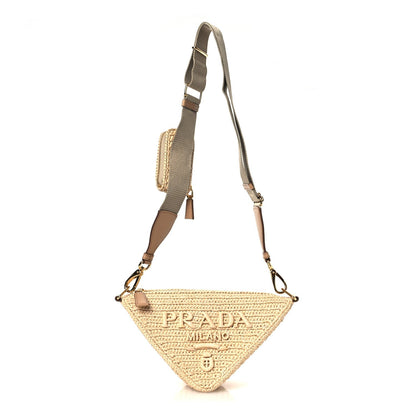 Yarn Raffia Effect Crochet Triangle Shoulder Bag Naturale