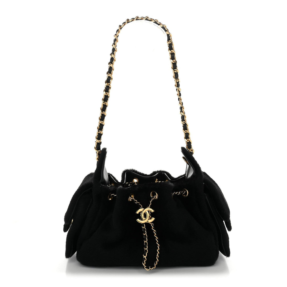 Pony Hair Mini Chanel 25 Handbag Black
