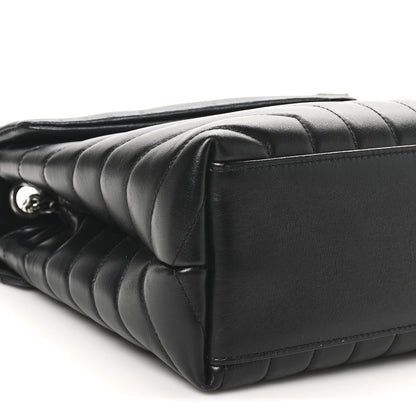 Calfskin Y Quilted Monogram Medium Loulou Chain Satchel Black