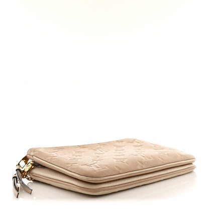 Empreinte Double Zip Pochette Beige Rose Creme