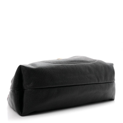 Grained Calfskin Softbit Maxi Shoulder Bag Black