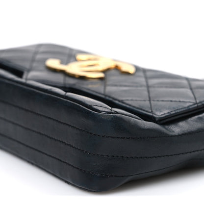 Lambskin Quilted Jumbo CC Small Single Flap Black