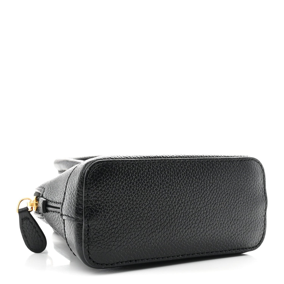 Grained Calfskin Logo Mini Ville Top Handle Bag Black White