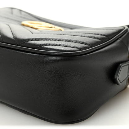 Calfskin Matelasse Small GG Marmont Chain Shoulder Bag Black