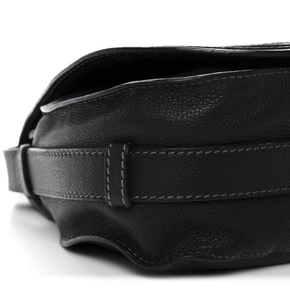 Calfskin Medium Marcie Round Crossbody Bag Black