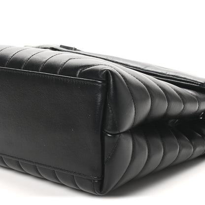 Calfskin Y Quilted Monogram Medium Loulou Chain Satchel Black