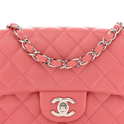 Lambskin Quilted Mini Rectangular Flap Pink