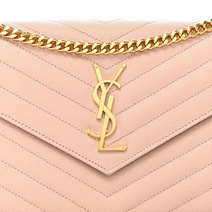 Grain De Poudre Matelasse Chevron Monogram Chain Wallet Pale Pink
