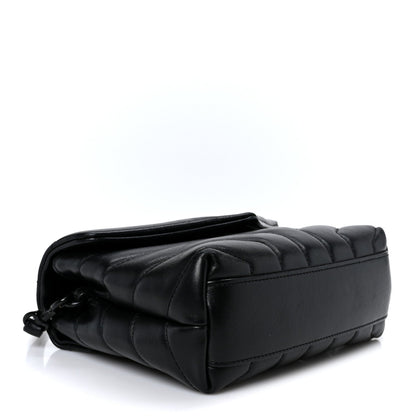 Calfskin Y Quilted Monogram Monochrome Toy Loulou Crossbody Bag Black