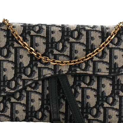 Oblique Saddle Chain Long Wallet Blue