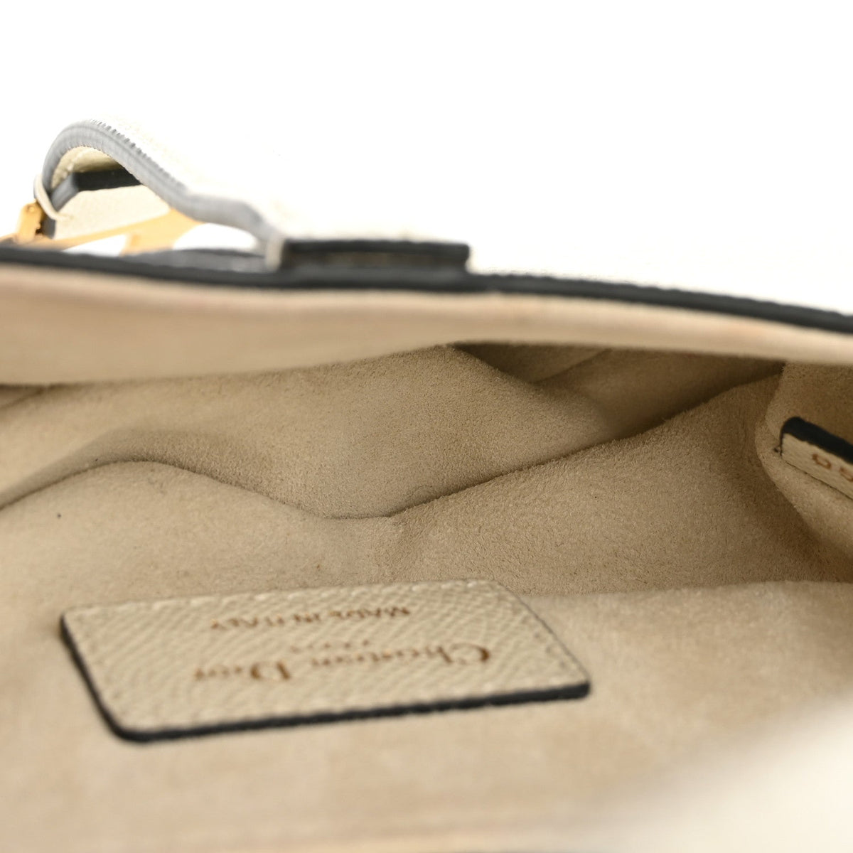 Grained Calfskin Mini Saddle Bag White