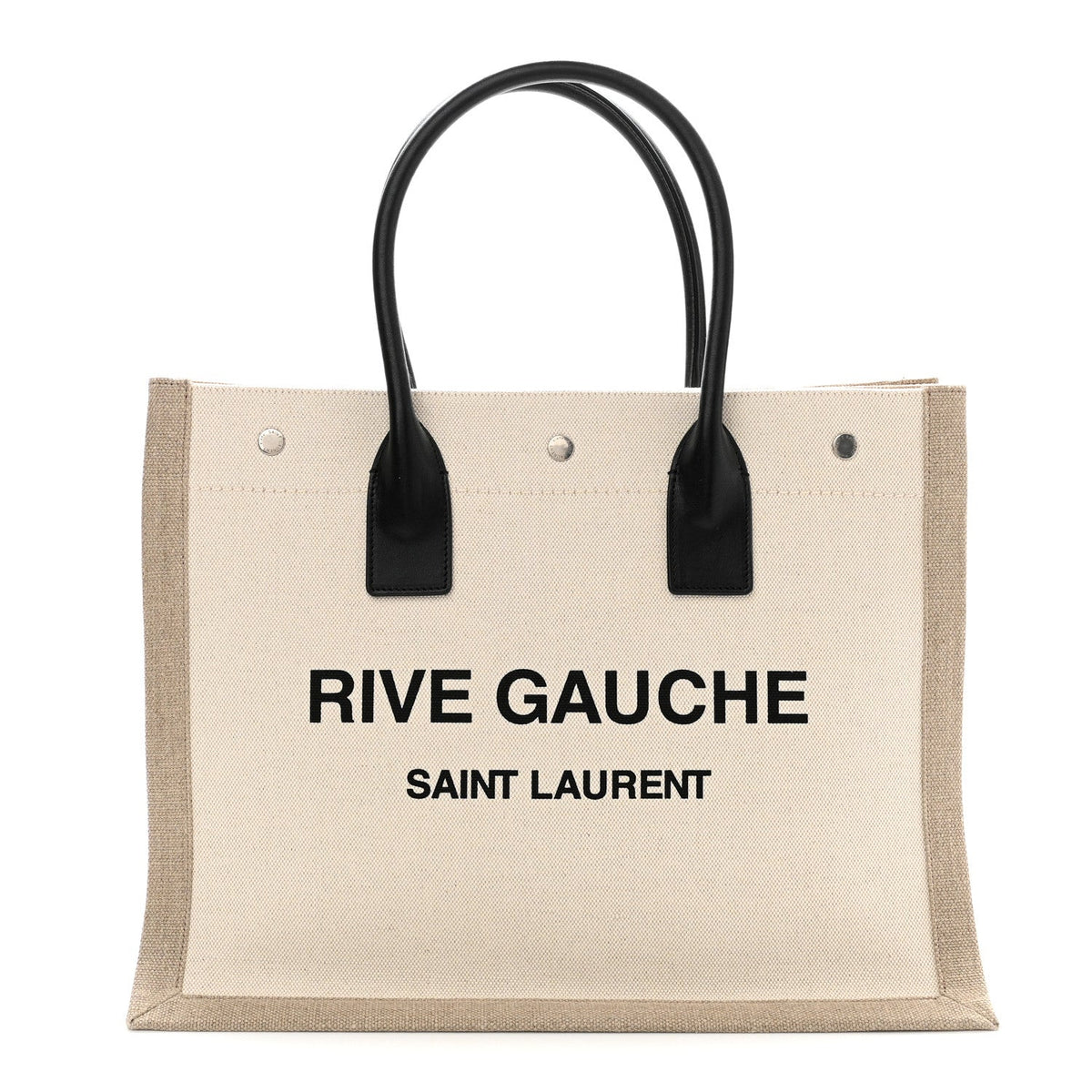 Linen Calfskin Small Rive Gauche Tote Optic White