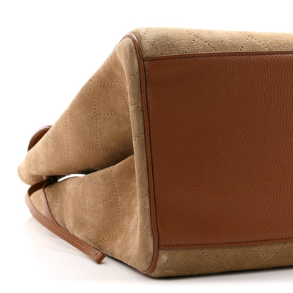 Grained Calfskin Suede Large Urban Essentials Shopping Bag Dark Beige Camel