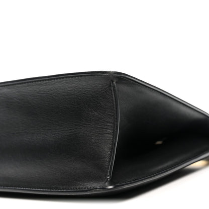 Smooth Calfskin Medium Clasp Shoulder Bag Black