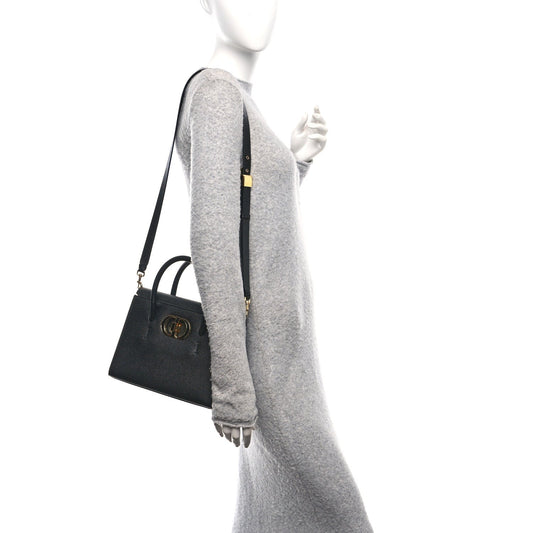 Grained Calfskin Medium St. Honore Tote Black