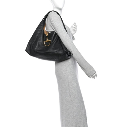 Grained Calfskin Softbit Maxi Shoulder Bag Black