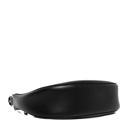 Calfskin Ava Logo Shoulder Bag Black