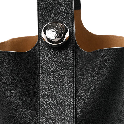 Soft Grained Calfskin Large Pebble Bucket Bag Black