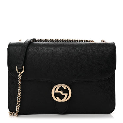 Dollar Calfskin Interlocking G Shoulder Bag Black