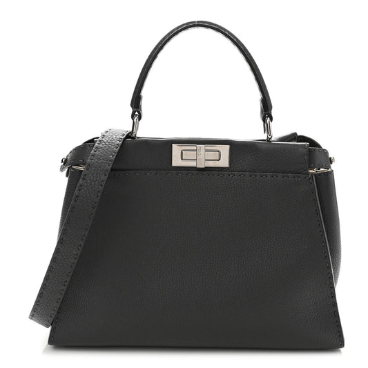 Cuoio Romano Selleria Bi-Color Medium Peekaboo Iconic Satchel Asphalt Milk