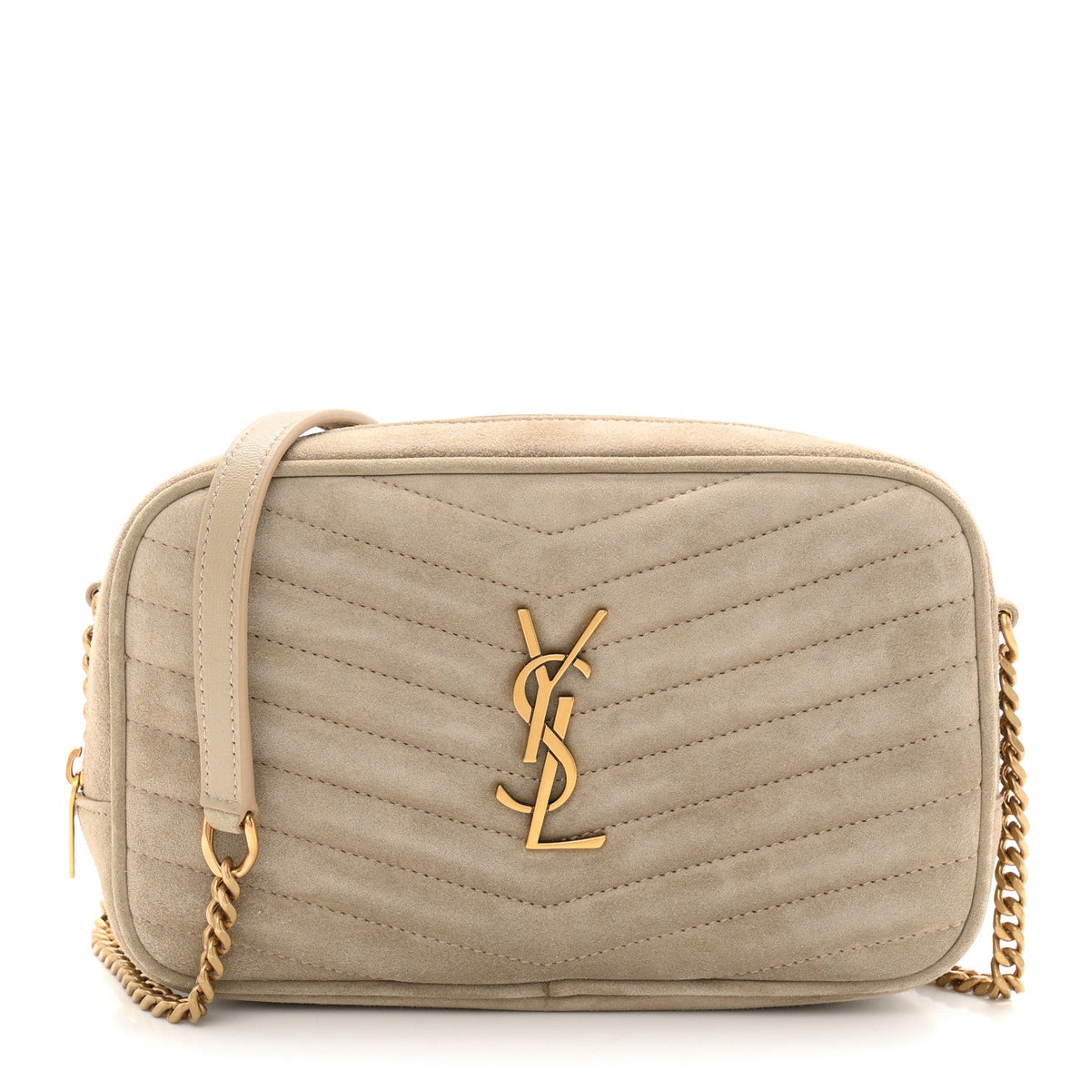 Suede Matelasse Monogram Mini Lou Camera Bag Matte Gold