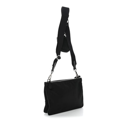 Re-Nylon Saffiano Re-Edition 2000 Double Zip Crossbody Bag Black