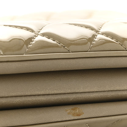 Patent Quilted Accordion Shopping Tote Beige