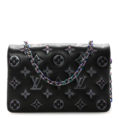 Lambskin Embossed Monogram Scarabeo Pochette Coussin Black