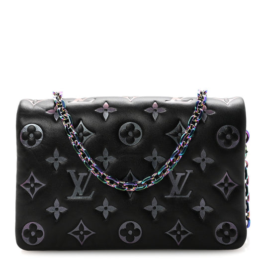 Lambskin Embossed Monogram Scarabeo Pochette Coussin Black