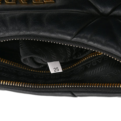 Nappa Triangle Quilted Patchwork System Bag Black